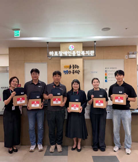 TK엘리베이터 업사이클링 응급구호키트 전달식 진행